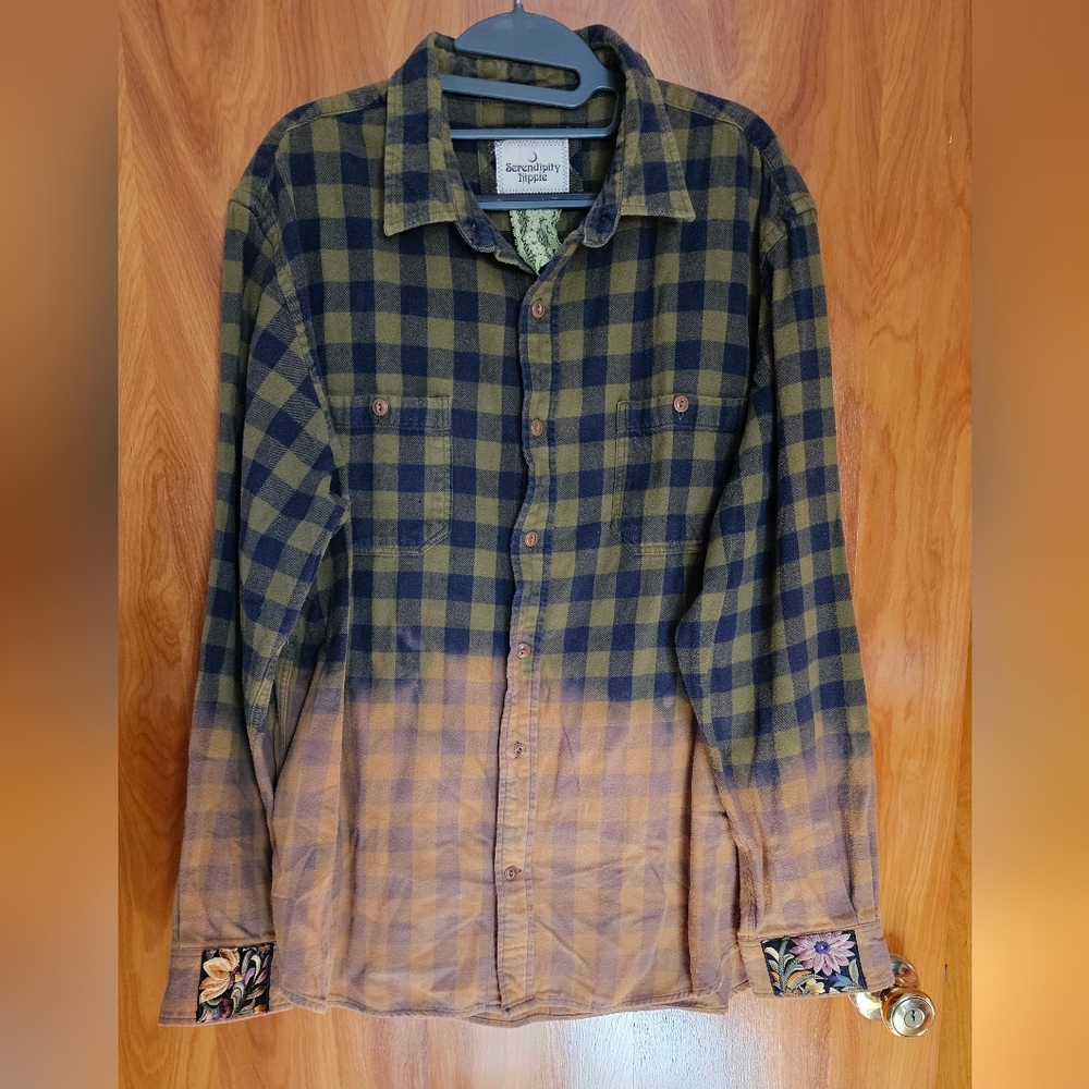 Plaid Button-Up Shirt with Embroidered Details